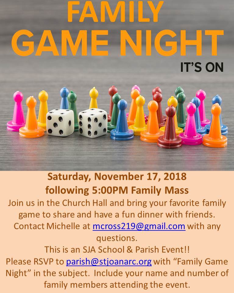 Family Game Night St Joan Of Arc Catholic Church